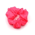 Neon pink oversized scrunchie hair tie made of textured fabric with elastic band - Red