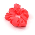 Neon pink chiffon scrunchie with soft fabric pleats for women ponytail hairstyles - Orange Red