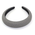 Classic black and white houndstooth plaid padded headband with elegant vintage style - Black