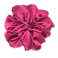 Elegant oversized rose pink satin scrunchie with a soft silk sheen and rich pleats - Red
