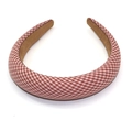 Pink and white plaid padded sponge headband with soft brown non-slip velvet lining - Deep Pink