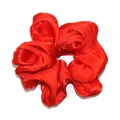 Coletero rojo vibrante de gasa plisada con acabado brillante para el cabello - Rojo
