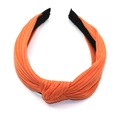 Serre-tête femme en tricot côtelé orange vif avec design à nœud croisé - Orange