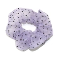 Scrunchie in tulle lavanda con pois neri e fascia elastica interna per capelli - Piccolo / Viola