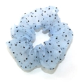 Elastico per capelli in tulle azzurro a pois neri per accessori capelli donna - Piccolo / Blu