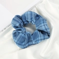 Chouchou à motif écossais bleu élégant avec tissu hautement élastique pour les cheveux - Style Plaid Bleu(1)