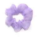 Lightweight purple organza scrunchie with a shimmering sheer texture and stylish pleated look - Purple