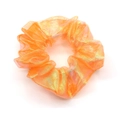 Luminous orange organza scrunchie with shimmer laser finish and pleated texture - Orange (RT-315-H)