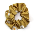 Chouchou en satin doré avec motif marguerites blanches pour une coiffure élégante - Imprimé Marguerite (RT-270-C) / Jaune