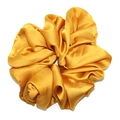 Elegante coletero de satén amarillo dorado para mujer con diseño fruncido extragrande - Amarillo Oscuro