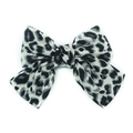 Barrette à cheveux nœud papillon géant à motif léopard pour une coiffure élégante - Style Léopard Gris Blanc (RT-1130-B)