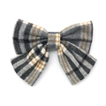 Haarspeld met geruite tweed strik in Britse stijl met retro patroon ontwerp - Grijs Geruit (RT-372-C)