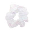 Dreamy iridescent white organza scrunchie with holographic mesh fabric for women - White (RT-315-A)