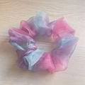Pastel pink, purple, and blue gradient organza scrunchie with subtle shimmer finish - Red Yellow Gradient