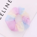 Pastel gradient organza scrunchie in light purple sky blue and yellow shades - Yellow & Purple