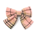 Roze geruite flanellen haarclip met vintage ruitpatroon en hoogwaardige wollen stof - Roze Geruit (RT-372-A)