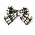 Elegant retro black and white plaid tweed bow hair clip for women hair accessory - Black White Checkered (RT-372-G)