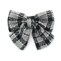 Classic black and gray plaid checkered bow hair clip with textured wool fabric - Dark Gray Plaid (RT-372-H)
