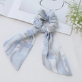 Coletero elegante de gasa con estampado de pintura al óleo azul y blanco y cintas - Azul (RT-465-A)