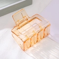 Pince à cheveux carrée évidée minimaliste en fini orange ambre transparent - Orange Transparent