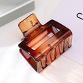 Pince à cheveux carrée ambre translucide avec un design creux minimaliste en résine - Ambre