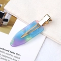 Blue and purple gradient leopard acetate hair clip with premium golden metal duckbill clamp - Colorful