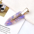 Purple marble acetate hair clip with golden metal base for women in minimalist style - Sunset Color