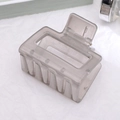 Translucent grey rectangular hollow hair claw clip with minimalist square design - Gray