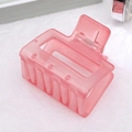 Pink translucent rectangular hollow hair claw clip with high-gloss resin finish - Pink