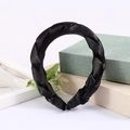 Elegant black braided satin headband with a twisted silk texture and retro wide design - Satin Braided Style / Satin Black