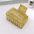 Square hollow hair claw clip in translucent olive green finish for high ponytail - Army Green