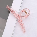 Minimalist transparent pink twisted hair claw clip with metal spring for women - Transparent Pink