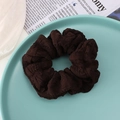 Fashionable dark coffee pleated scrunchie with soft fabric texture for women - Brown
