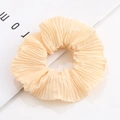 Minimalist soft cream pleated scrunchie made of premium lightweight fabric - Light Yellow Style (RT-476-A)