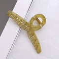 Minimalist translucent olive green hair claw clip with cross design on white texture - Translucent Green