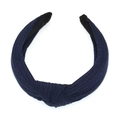 Bandeau en tricot bleu marine avec nœud torsadé et texture à rayures verticales sur blanc - Bleu Marine