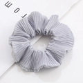 Chic grey pleated scrunchie in Korean style made of soft fabric for elegant hair styling - Gray Style (RT-476-C)