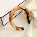 Braided ginger yellow velvet headband with a stylish twisted texture for hair styling - Velvet Braided Style / Velvet Yellow