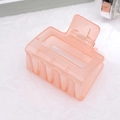 Matte peach pink translucent square hair claw clip with a classic resin hollow design - Light Pink
