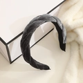 Elegant grey velvet braided headband with thick twist design for women's hair styling - Velvet Braided Style / Velvet Gray