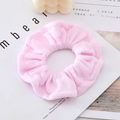 Pink soft terry cloth scrunchie for women made of textured towel fabric material - Pink