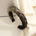 Vintage dark green braided velvet headband with wide padded design for a retro look - Velvet Braided Style / Velvet Dark Green