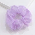 Elegante scrunchie in rete lavanda con morbida finitura in velluto e design a pieghe - Organza / Viola Chiaro (RT-478-D)