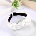 Elegant white braided satin headband with silk luster and black lining for women - Satin Braided Style / Satin White