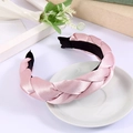 Pink braided satin headband with silk luster for women, chic thick hair accessory - Satin Braided Style / Satin Pink