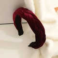 Elegant braided wine red velvet headband with cross weave and non-slip lining - Velvet Braided Style / Velvet Wine Red