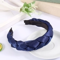 Navy blue braided twist headband crafted with silky satin fabric for women - Satin Braided Style / Satin Navy Blue