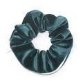 Dark green velvet scrunchie with hidden zipper pocket for small item storage - Sapphire Blue