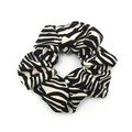 Elegant zebra striped scrunchie made of soft knitted fabric with pleated texture - Knitted Ribbed Texture Style / Black White Zebra
