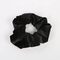 Chouchou classique en velours noir pour femmes avec tissu plissé brillant de qualité - Noir